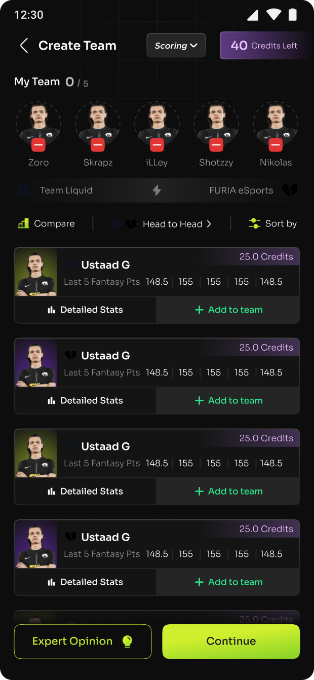 Redesigned: single-column, visible rules, team counter, Expert Opinion